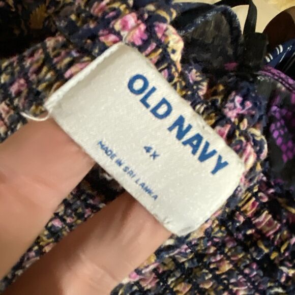 Old Navy Babydoll Top Women's Plus 4x Multi Floral Smocked Back Peasant Romantic - Picture 8 of 10